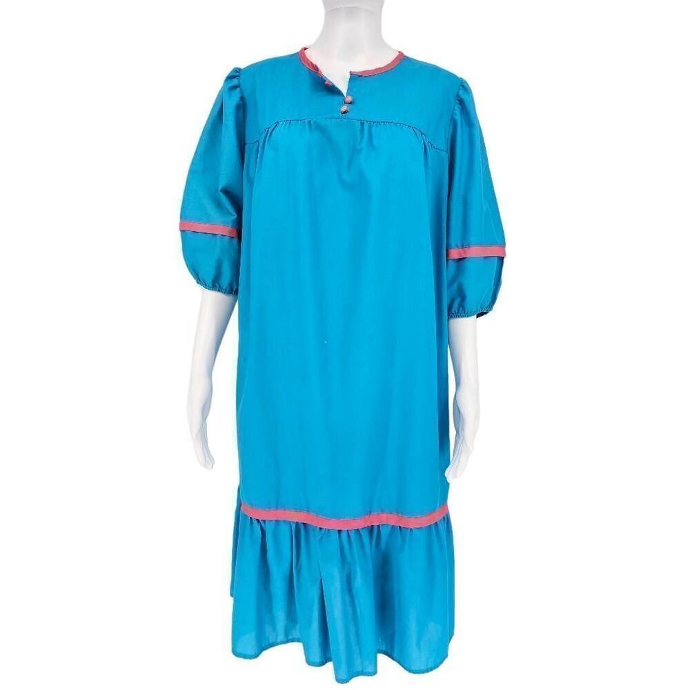 Vintage 70's Women's Sleepshirt Pajamas Blue XXL